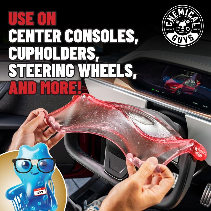 Chemical Guys Sticky Icky Car Cleaning Gel, Sweet Strawberry, Interior Car Cleaner, Reusable Automotive Crevice & Interior Dust Cleaner for Air Ventss, Cup Holders & Keyboards, 0.88 Ounce (Pack of 4) - Image 3