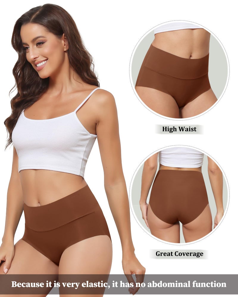 LEVAO High Waist Seamless Underwear for Women No Show Panties Full Coverage Brief Comfortable Underwear Multi Pack S-XXL - Image 3
