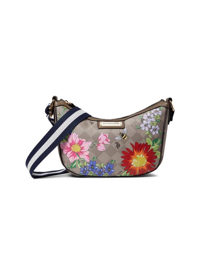 U.S. Polo Assn. Floral Diamond Crossbody Taupe One Size 