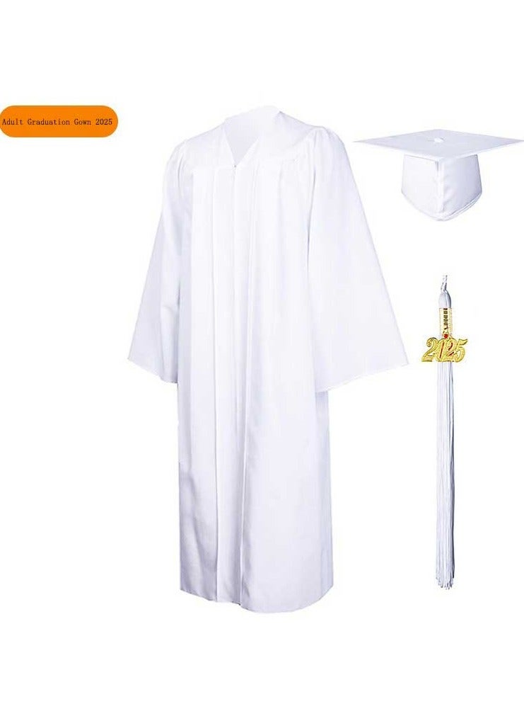 Loquat Middle High School College Graduation Gown Robe With Cap White - Image 1