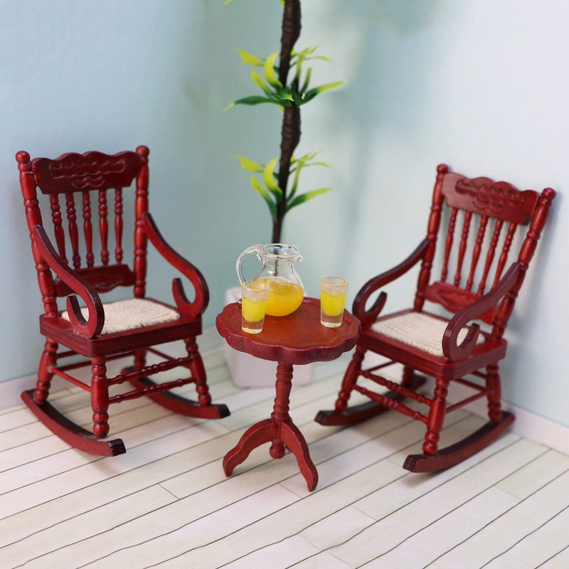 Cutemini Miniature Dollhouse End Table 1:12 Scale Wooden Furniture Round Side Tea Table Model for Dollhouse Living Room Scene Decoration Gift (Brown) - Image 2