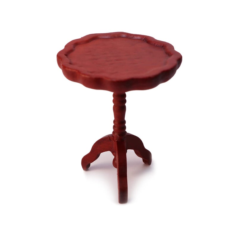 Cutemini Miniature Dollhouse End Table 1:12 Scale Wooden Furniture Round Side Tea Table Model for Dollhouse Living Room Scene Decoration Gift (Brown) - Image 1