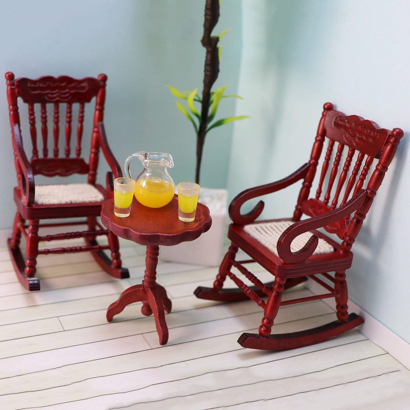 Cutemini Miniature Dollhouse End Table 1:12 Scale Wooden Furniture Round Side Tea Table Model for Dollhouse Living Room Scene Decoration Gift (Brown) - Image 3