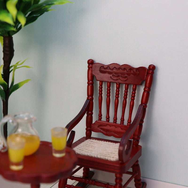 Cutemini Miniature Dollhouse End Table 1:12 Scale Wooden Furniture Round Side Tea Table Model for Dollhouse Living Room Scene Decoration Gift (Brown) - Image 4