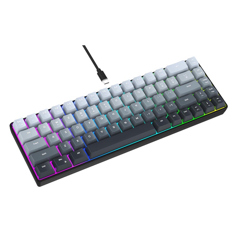 68 Key Gradient Color Wired Keyboard with Adjustable RGB Backlit Injection Keycap for Gaming Gradient Black - Image 3