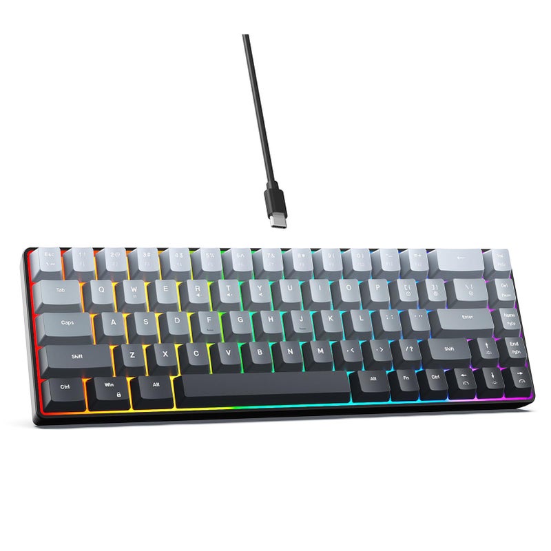 68 Key Gradient Color Wired Keyboard with Adjustable RGB Backlit Injection Keycap for Gaming Gradient Black - Image 2