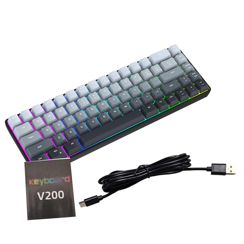68 Key Gradient Color Wired Keyboard with Adjustable RGB Backlit Injection Keycap for Gaming Gradient Black - Image 1