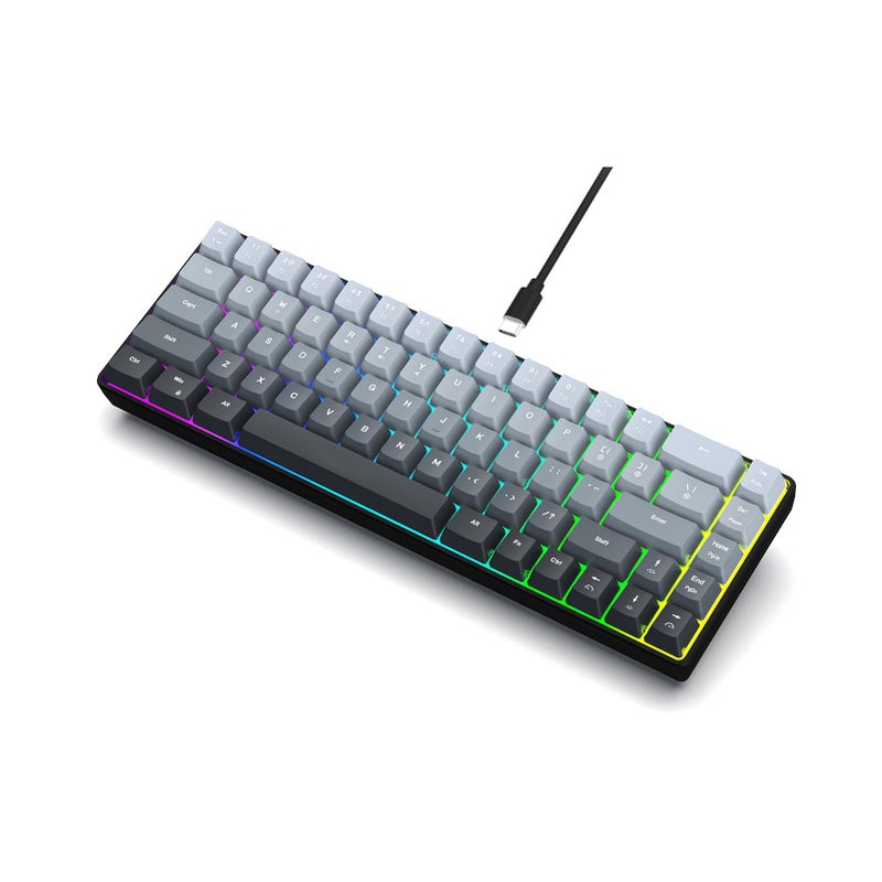 68 Key Gradient Color Wired Keyboard with Adjustable RGB Backlit Injection Keycap for Gaming Gradient Black - Image 4