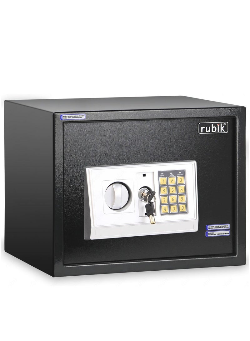 Rubik Safe Box Large, A4 Documents Size Safety Locker with Digital Keypad and Key Lock for Cash Jewelry Passports Home Office RB30EDA (Size 30x38x30cm) Black - Image 1