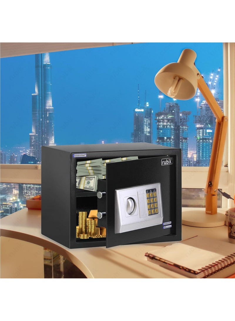 Rubik Safe Box Large, A4 Documents Size Safety Locker with Digital Keypad and Key Lock for Cash Jewelry Passports Home Office RB30EDA (Size 30x38x30cm) Black - Image 2