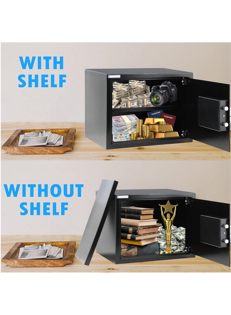 Rubik Safe Box Large, A4 Documents Size Safety Locker with Digital Keypad and Key Lock for Cash Jewelry Passports Home Office RB30EDA (Size 30x38x30cm) Black - Image 3