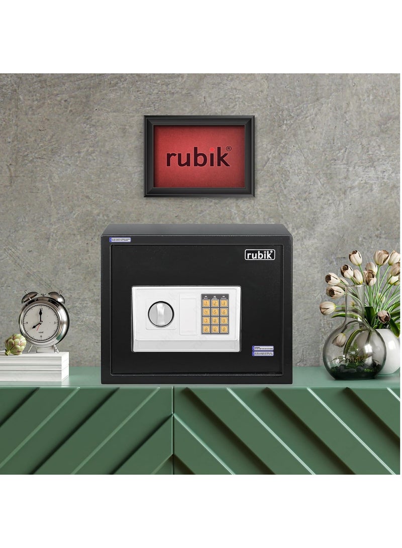 Rubik Safe Box Large, A4 Documents Size Safety Locker with Digital Keypad and Key Lock for Cash Jewelry Passports Home Office RB30EDA (Size 30x38x30cm) Black - Image 5