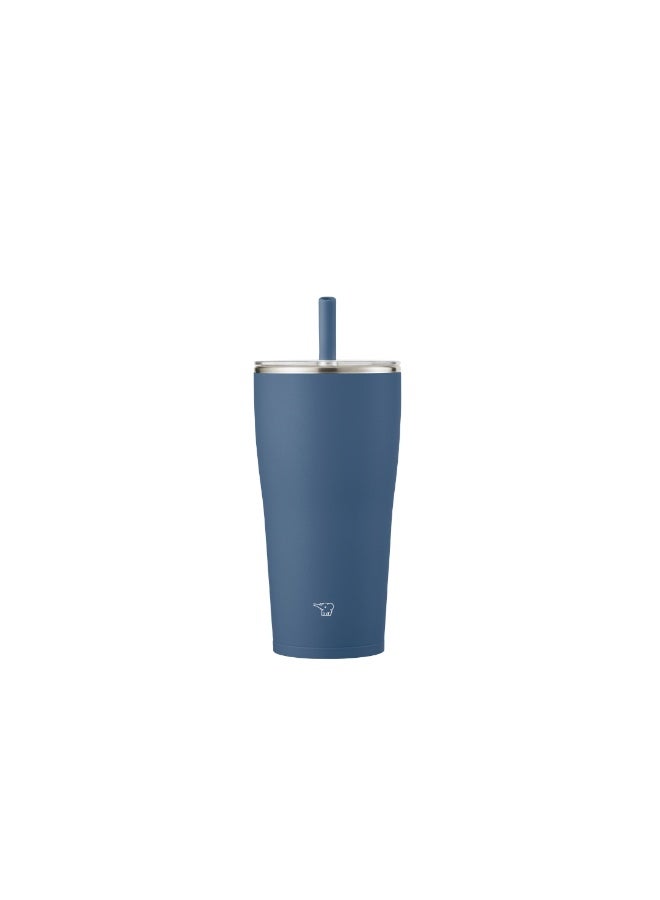 زوجيروشي زجاجة زواجيروشي من الستانلس ستيل معزولة بالتفريغ مع ماصة ٠.٧٢ لتر، أزرق داكن - Image 1