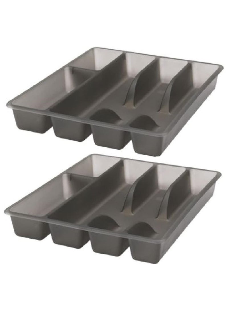 2 Piece Cutlery Tray Cabinet Drawer Organization Gray  - Image 1