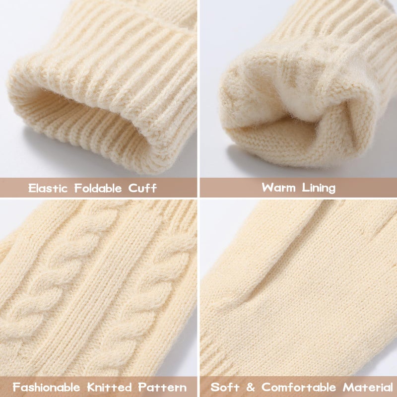 Pleneal Winter Gloves for Women Cold Weather - Womens Gloves Warm Touch Screen Fleece Lined Elastic Cuff Knit Glove 2 Pairs - Image 5