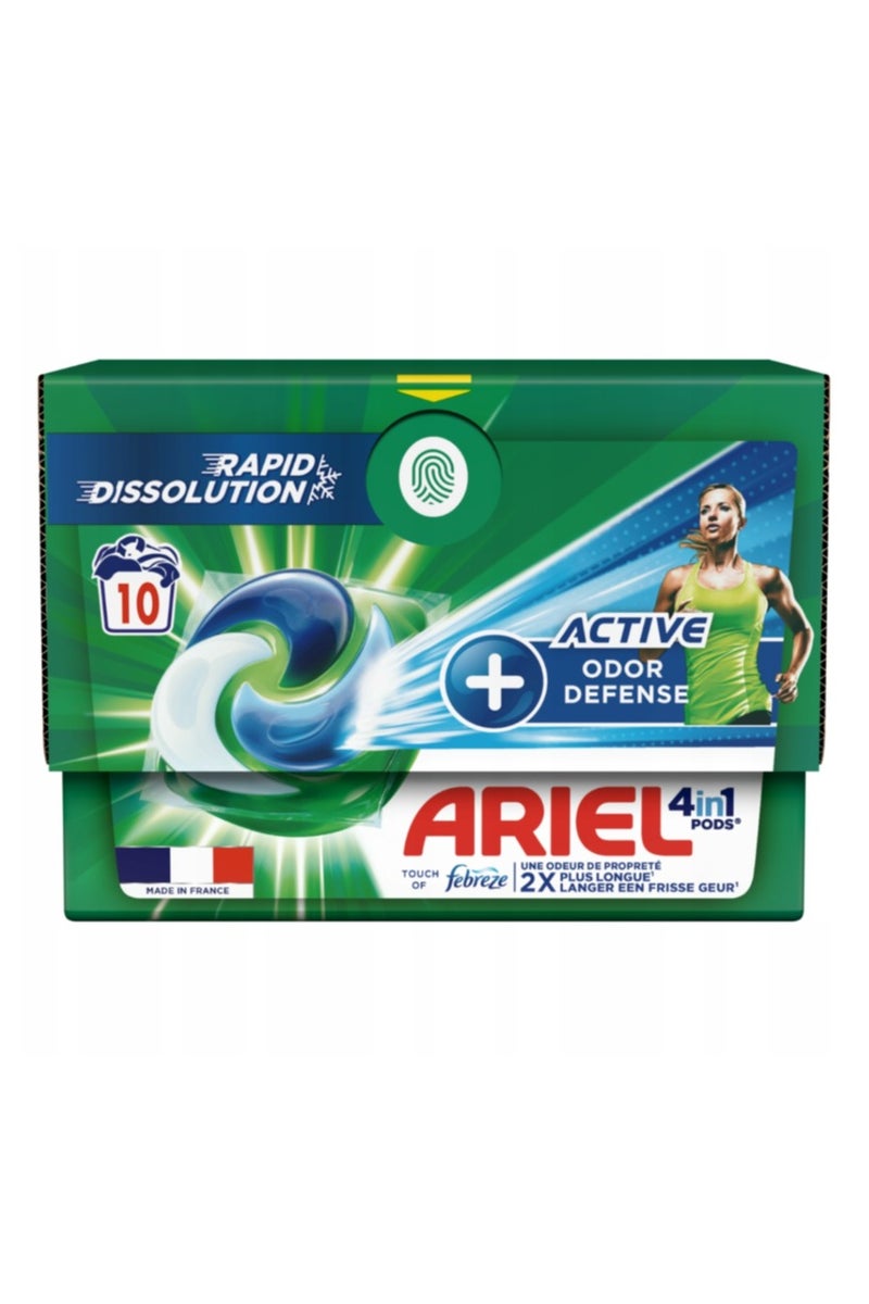 Ariel Active 4-in-1 Laundry Capsules, Effective Odor defense, 10 Capsules - Image 1
