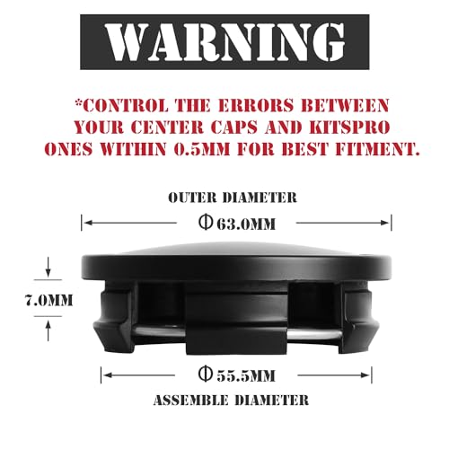 KitsPro 2.5Inch 63MM Wheel Center Caps for Dodge RAM 6KF18TRMAA Rim Hub Caps, Pack of 4 (Matte Black, Outer 63MM, Inner 56MM) - Image 2