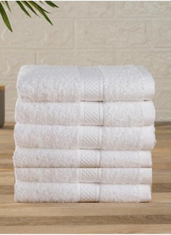Wakefit Wakefit Hand Towel | 500 GSM | Hand Towel Set of 6, Terry 100% Cotton Soft, Absorbent (White) 