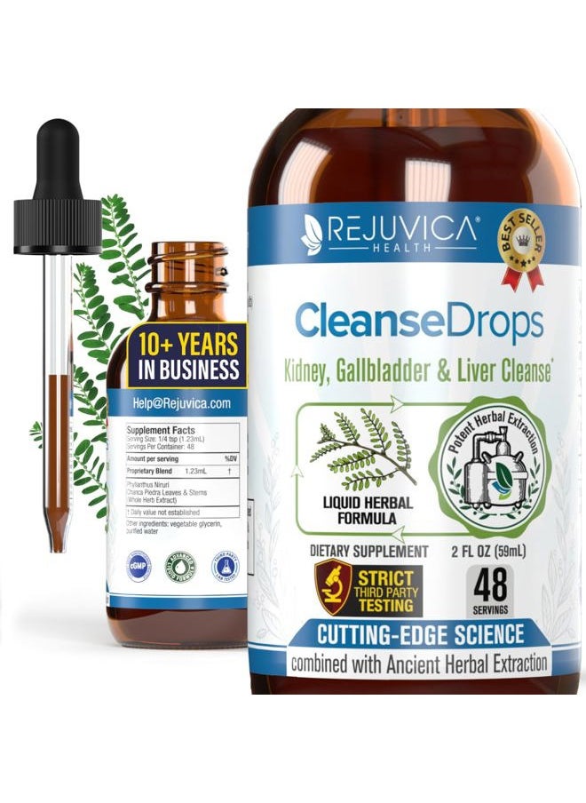 Rejuvica Health Cleanse Drops - Advanced Kidney & Gallbladder Cleanse Support Supplement - Liquid Delivery for Better Absorption - Chanca Piedra Used in Amazonian Rainforest  - Image 1