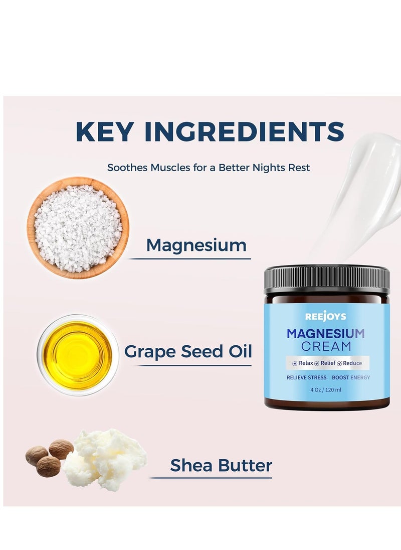 REEJOYS Magnesium Cream: Magnesium Lotion for Leg and Feet – Magnesium Butter for Body - 4 OZ  - Image 2