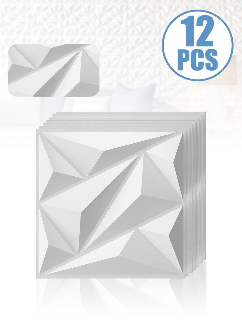 ليون هوم (12 قطعة) لوحات حائط ثلاثية الأبعاد 30 × 30 سم، ورق حائط ثلاثي الأبعاد من مادة PVC، غطاء حائط مزخرف بنمط ماسي، - Image 1