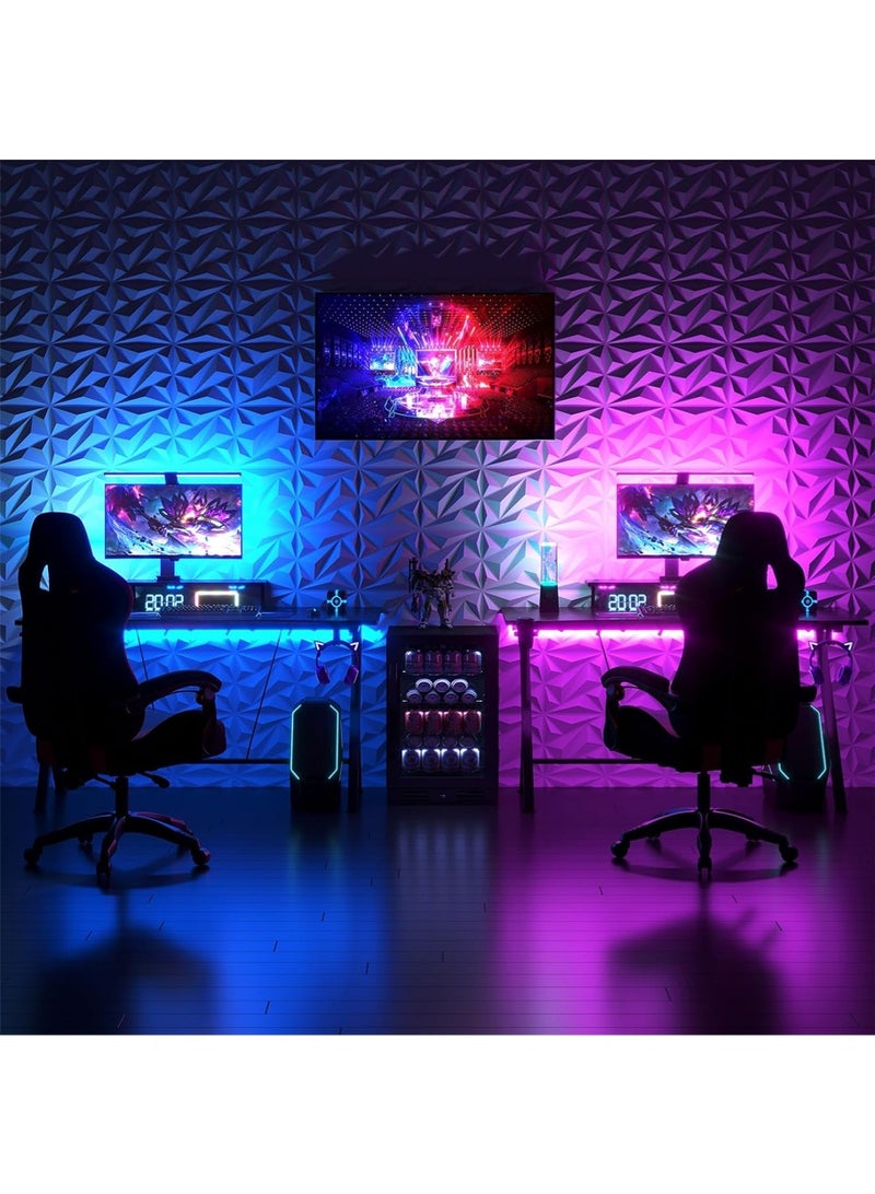 ليون هوم (12 قطعة) لوحات حائط ثلاثية الأبعاد 30 × 30 سم، ورق حائط ثلاثي الأبعاد من مادة PVC، غطاء حائط مزخرف بنمط ماسي، - Image 3