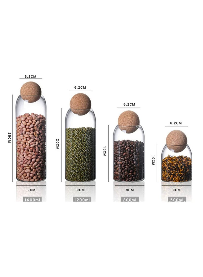 GGEROU Glass Jar with Ball Cork Lid, Glass Canister with Wood Lid, Storage Container Jars for Coffee, Tea, Spice, Sugar, Salt, Set of 3 (1200ml) - Image 2