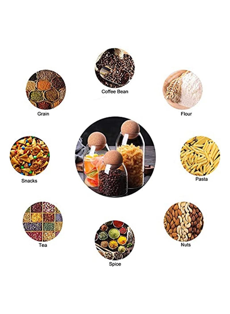 GGEROU Glass Jar with Ball Cork Lid, Glass Canister with Wood Lid, Storage Container Jars for Coffee, Tea, Spice, Sugar, Salt, Set of 3 (1200ml) - Image 3