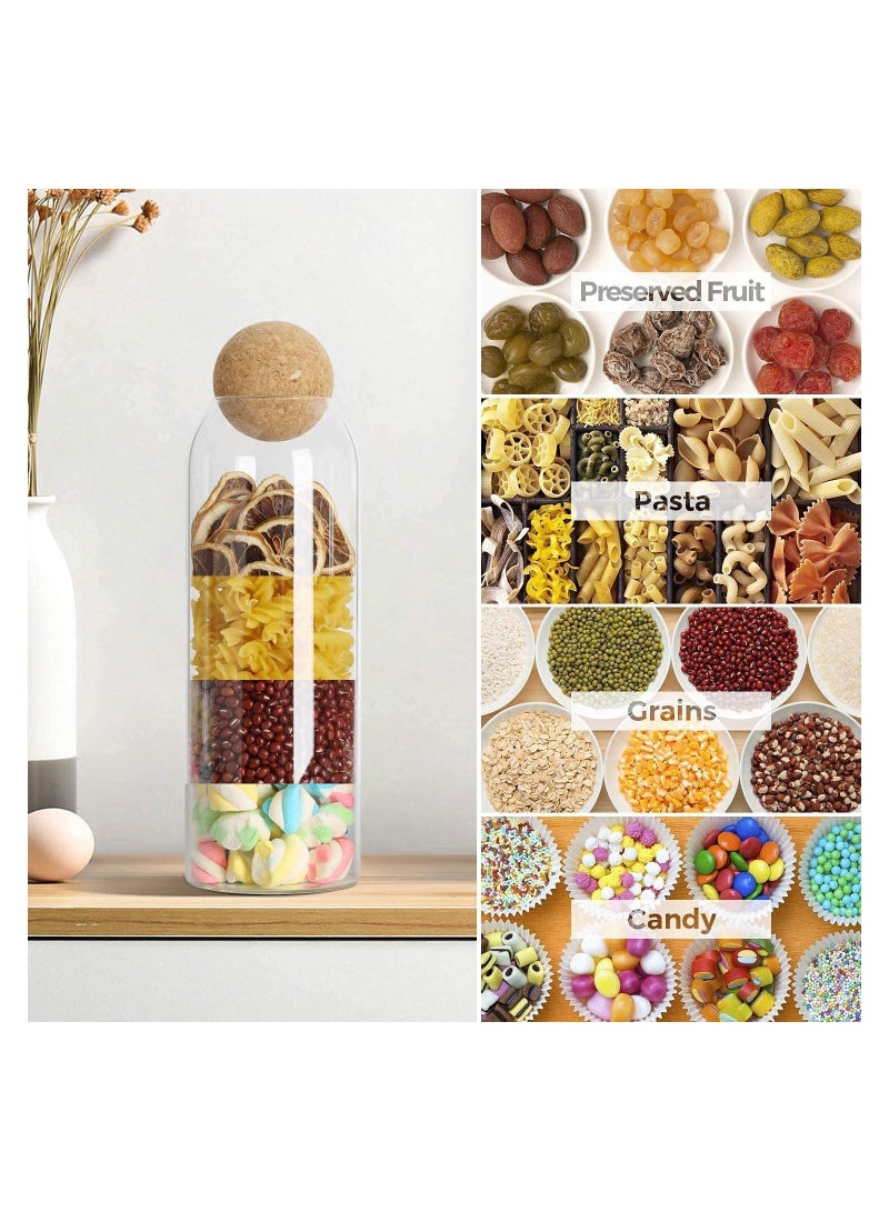 GGEROU Glass Jar with Ball Cork Lid, Glass Canister with Wood Lid, Storage Container Jars for Coffee, Tea, Spice, Sugar, Salt, Set of 3 (1200ml) - Image 4