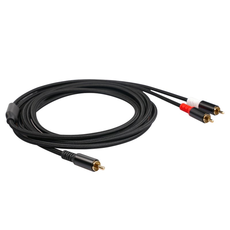 RCA Y Cable: 5M Black Gold Plated Shielded Audio Cable - Oxygen-Free Copper For High Fidelity Transmission Aluminum Alloy Shell For Home Audio System Amplifiers TV CD DVD Players - Image 1