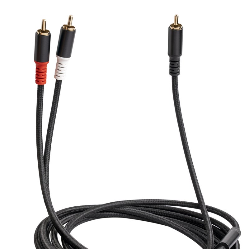 RCA Y Cable: 5M Black Gold Plated Shielded Audio Cable - Oxygen-Free Copper For High Fidelity Transmission Aluminum Alloy Shell For Home Audio System Amplifiers TV CD DVD Players - Image 4
