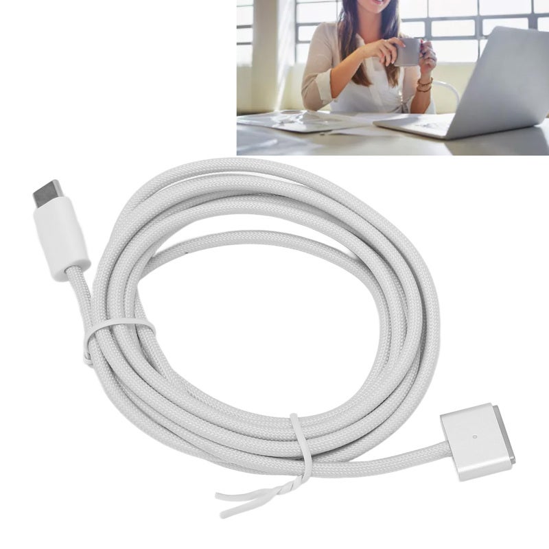 كابل شحن من النوع C: كابل شحن سريع PD بقوة 140 واط منسوج بطول 2 متر - كابل Magsafe 3 مؤشر شحن LED لـ أجهزة MacBook Air Pro M1 Pro M2 وشاحنات جدارية وشاحنات سيارات PD - Image 4