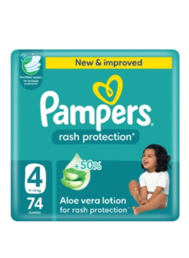 Rash Protection Size 4 Taped Diapers 9-14 Kg Giant Pack 74