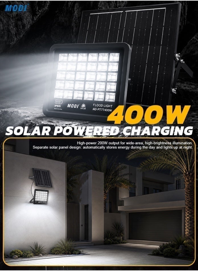MODI 400W Solar Flood Lights Outdoor, Street and Area Lighting, Dusk to Dawn, IP65 Waterproof, Light Sensing, Remote Control - Image 5
