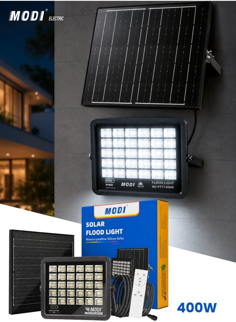 MODI 400W Solar Flood Lights Outdoor, Street and Area Lighting, Dusk to Dawn, IP65 Waterproof, Light Sensing, Remote Control - Image 2
