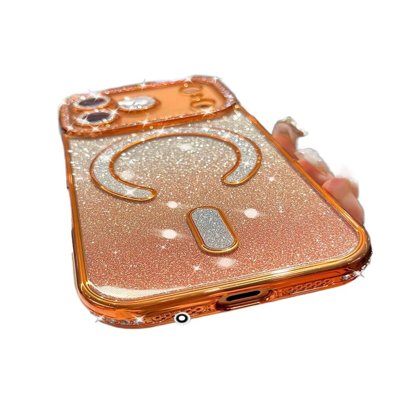 MagSafe iPhone 13 Pro Drop Protection Silicone for iPhone 13 with Crystal Rhinestone Border in Pink for School Days - Image 4