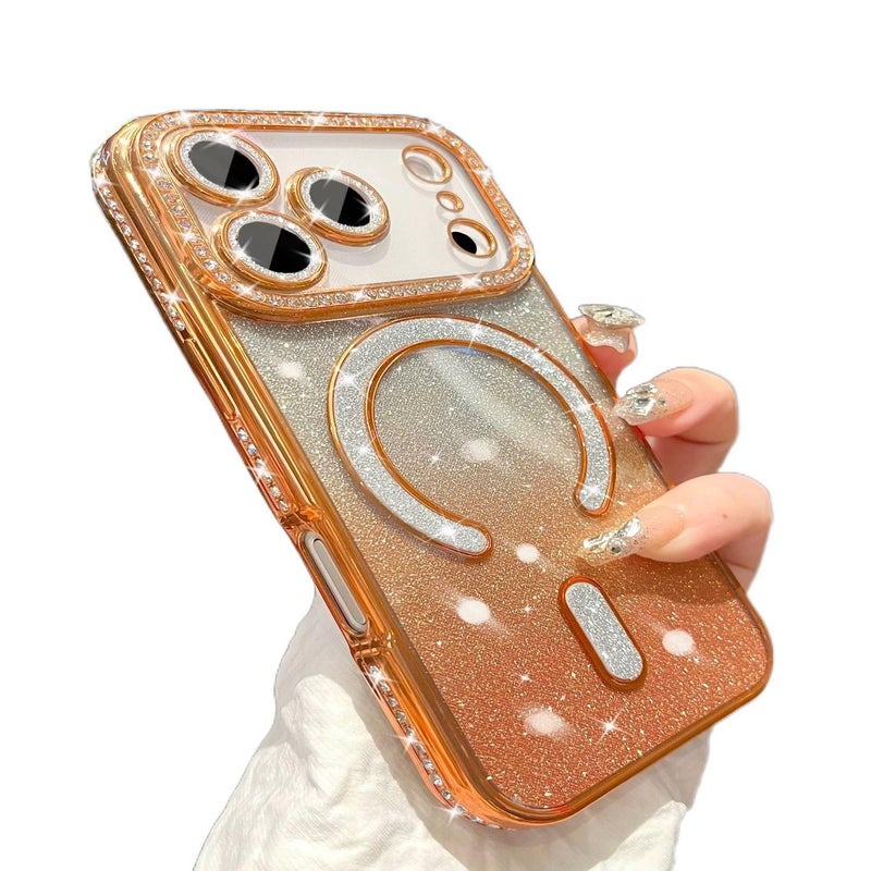 MagSafe iPhone 13 Pro Drop Protection Silicone for iPhone 13 with Crystal Rhinestone Border in Pink for School Days - Image 3