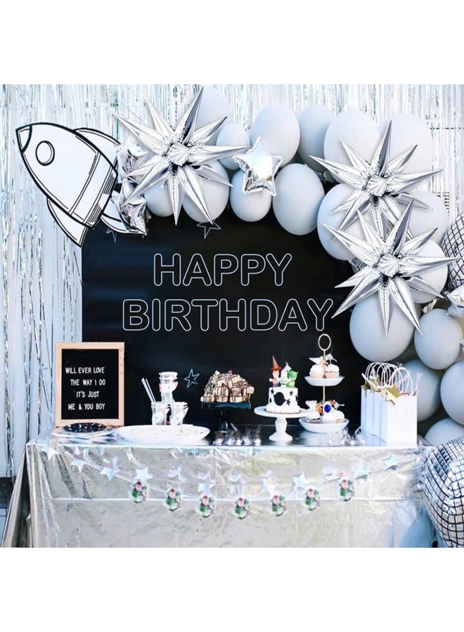 Moukiween 60 PCS Silver Star Balloons, 12 Point Cone Explosion Star Foil Balloons for Birthday Party New Year, Christmas, Graduation, Baby Shower Party Decoration (Silver) - Image 5