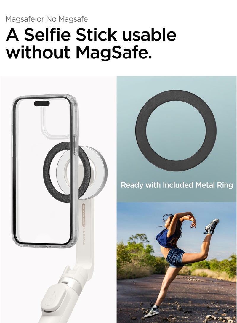 Spigen MagSafe Selfie Stick Tripod Stand (MagFit) with Bluetooth Remote Control Shutter 24" Extendable [MagSafe Metal Ring & Strap included] for iPhone 16 15 14 13 12 Pro Max & Android - Dune Beige - Image 2