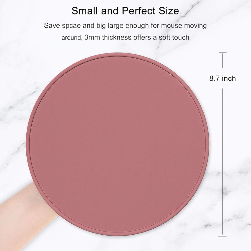 Hsurbtra Mouse Pad, Premium-Textured Small Round Mousepad 8.7 x 8.7 Inch Dark Red, Stitched Edge Anti-Slip Waterproof Rubber Pretty Cute Computer Mat for Office Home Gaming Laptop Men Women Kids - Image 2