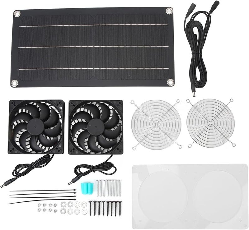 10W 6V Solar Powered Fan Kit With Mono Panel For Greenhouse RV House Portable Weatherproof - Image 2