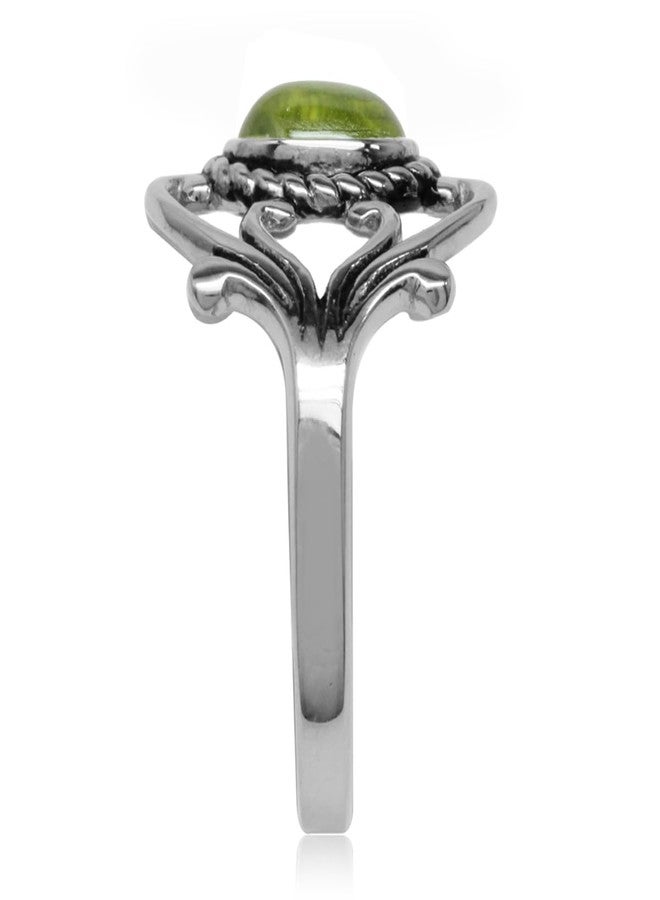 Silvershake Cabochon Peridot 925 Sterling Silver Victorian Style Rope Ring Size 12 - Image 5