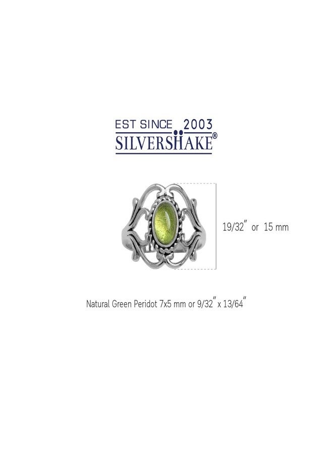 Silvershake Cabochon Peridot 925 Sterling Silver Victorian Style Rope Ring Size 12 - Image 4