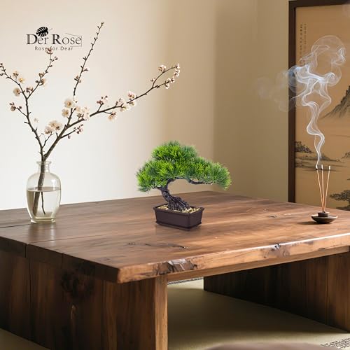 Der Rose 8 Inch Fake Plants Artificial Bonsai Tree Cedar for Home Office Desk Table Shelf Japanese Zen Decor Pine - Image 3