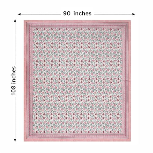 ElanorHomes 240 TC Cotton Double King Size Bedsheet | Ultra-Soft & Skin-Safe | Breathable Summer Comfort | 93x108 inches with 2 Pillow Covers (Pink Shalimar Jaal) - Image 5