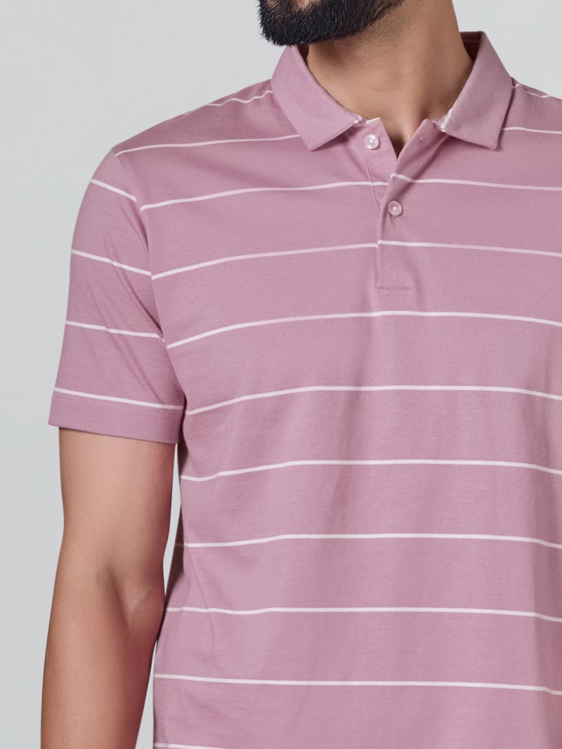 اكس واي اكس اكس تي شيرت بولو رجالي من XYXX Linea مخطط من القطن بأكمام نصفية - Image 5