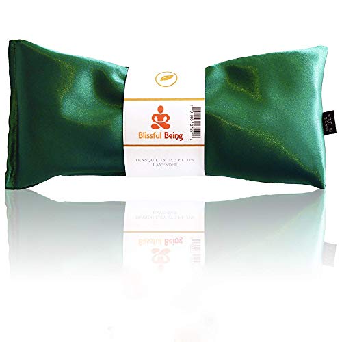 Blissful Being Lavender Eye Pillow | Hot or Cold Weighted Satin Eye Mask perfect for Sleeping, Yoga, Meditation | Gifts for Women, Birthday, Teachers | Natural Herbal Relaxation | Made in USA(Emerald) - Image 1