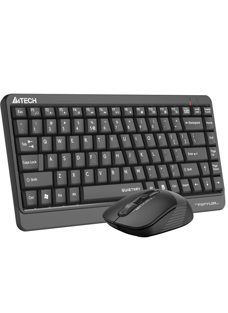 A4TECH Fstyler 2.4G Wireless keybaord Mouse Combo Silent Click FGS1110Q, With QuietKey's patented mechanism, Anti-Slippery Side, Water Splash Resistance, High-Elasticity Silicon, Grey  - Image 3