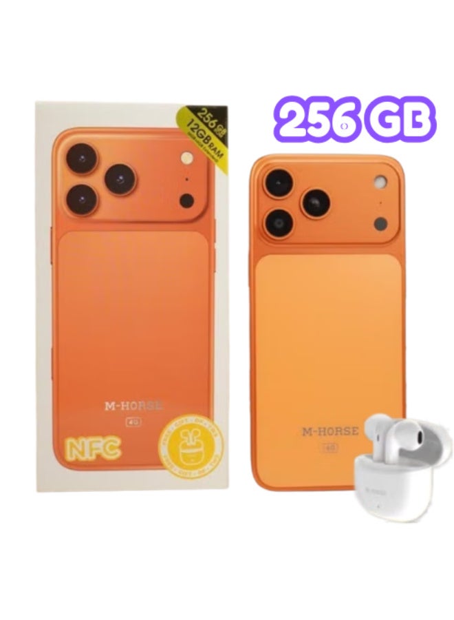 إم-هورس هاتف إم هورس M17 Pro Max الذكي، شاشة 6.6 بوصة HD+، ذاكرة RAM ‏12 جيجابايت، سعة تخزين 256 جيجابايت، NFC، بطارية 5000 مللي أمبير، 4G، لون برتقالي - Image 3