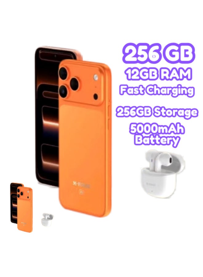 إم-هورس هاتف إم هورس M17 Pro Max الذكي، شاشة 6.6 بوصة HD+، ذاكرة RAM ‏12 جيجابايت، سعة تخزين 256 جيجابايت، NFC، بطارية 5000 مللي أمبير، 4G، لون برتقالي - Image 1